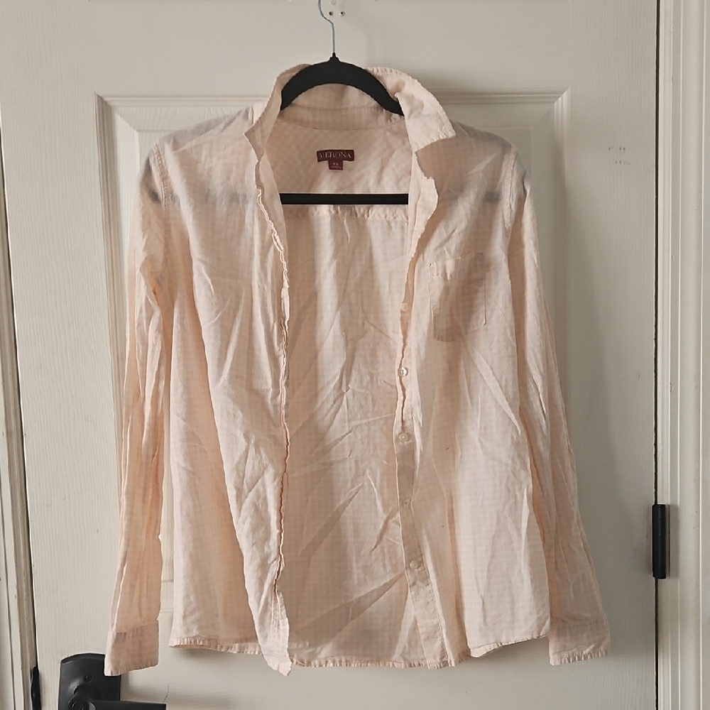 Merona Peach Checkered Shirt